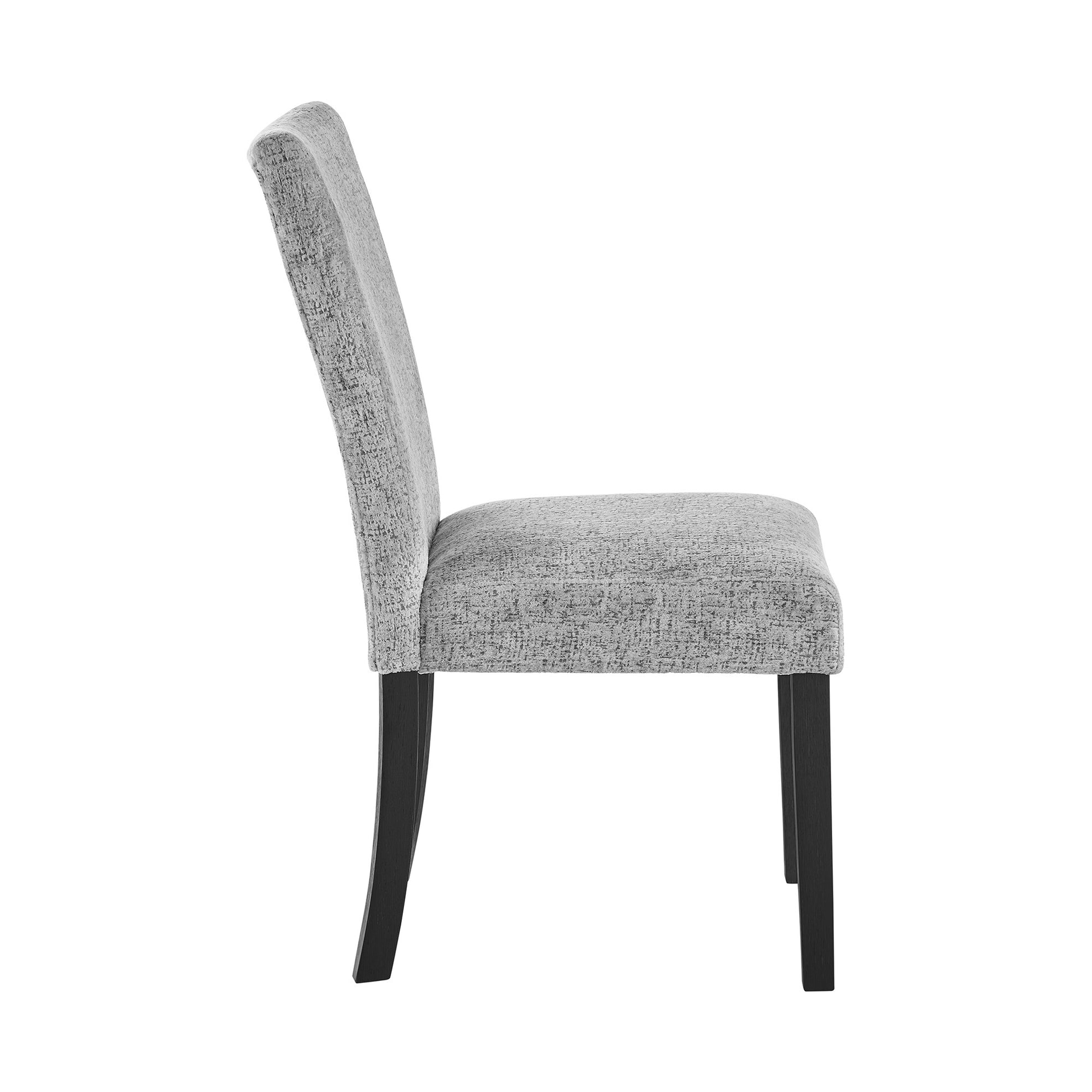 Set of Two Light Gray and Black Upholstered Fabric And Wood Dining Side Chairs-3