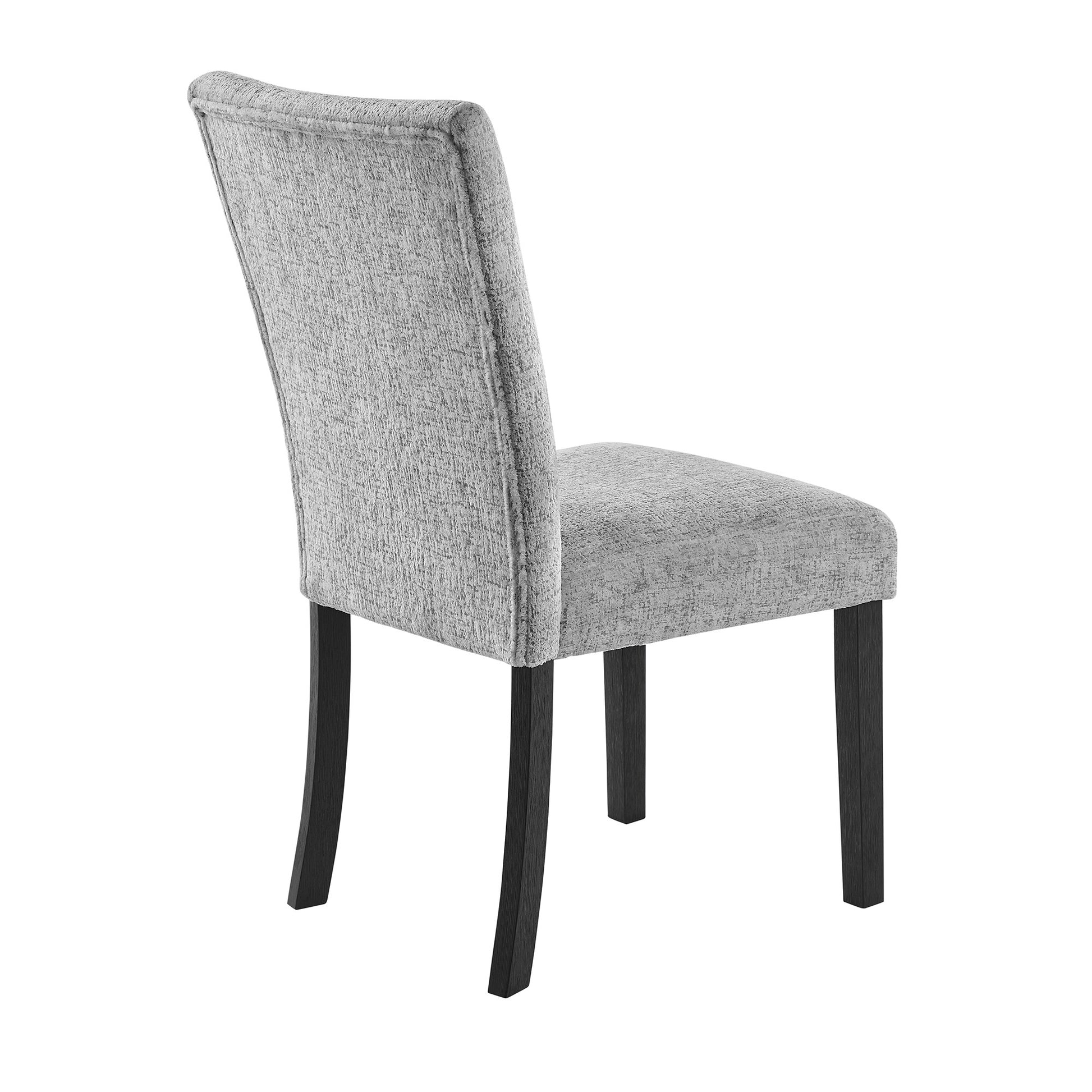 Set of Two Light Gray and Black Upholstered Fabric And Wood Dining Side Chairs-4