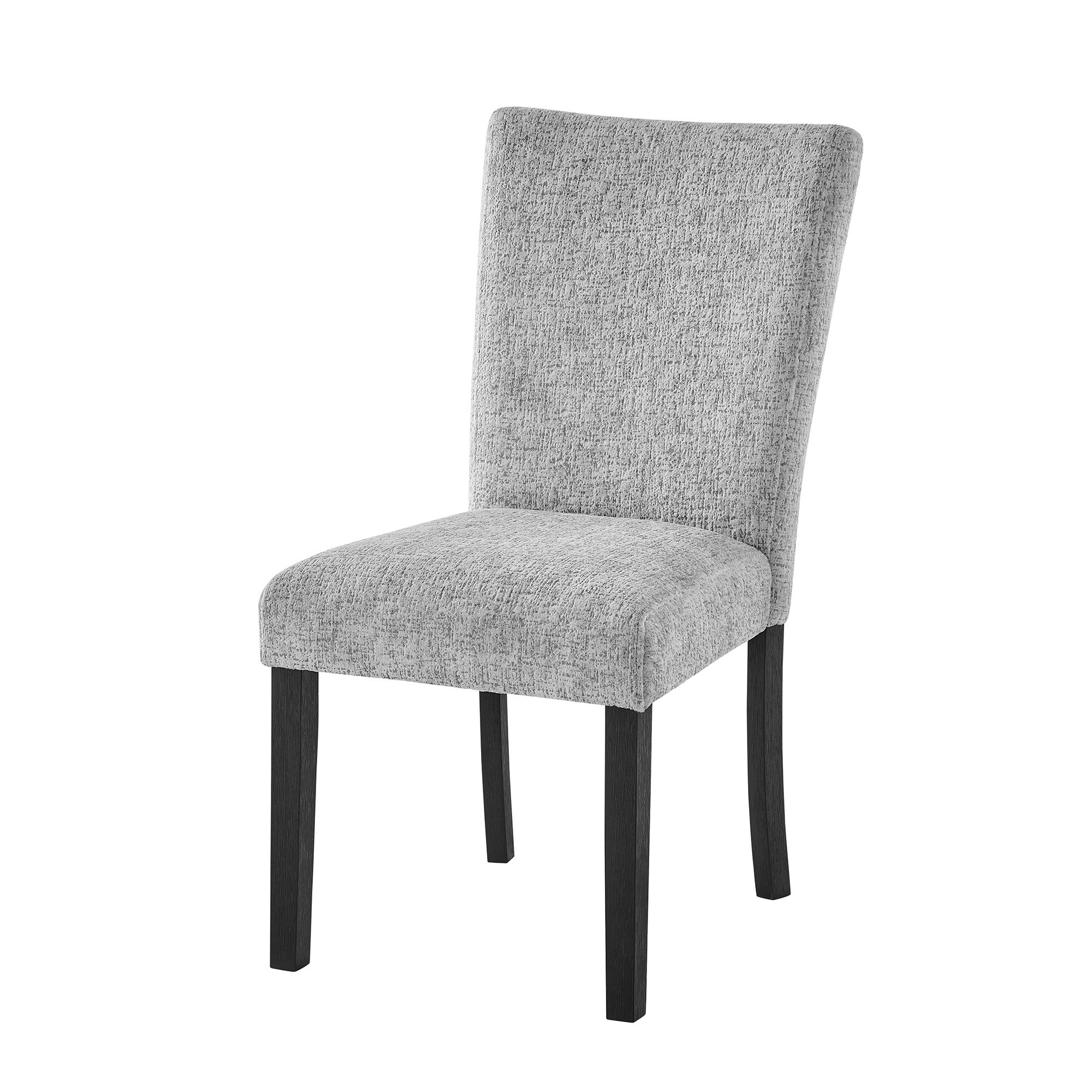 Set of Two Light Gray and Black Upholstered Fabric And Wood Dining Side Chairs-5