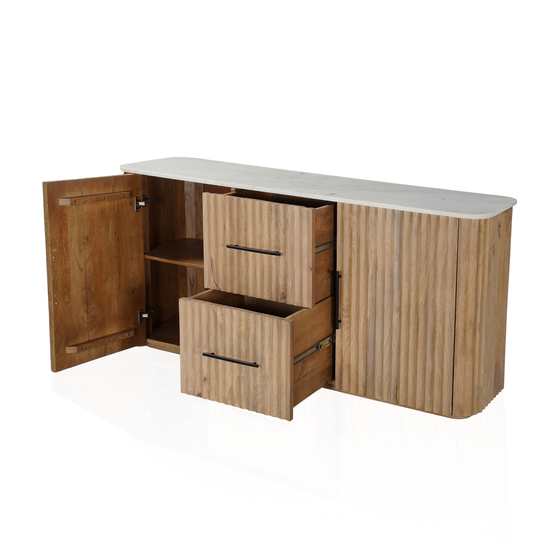63" Bronze Solid Wood Two Drawer Sideboard with Two Doors-2