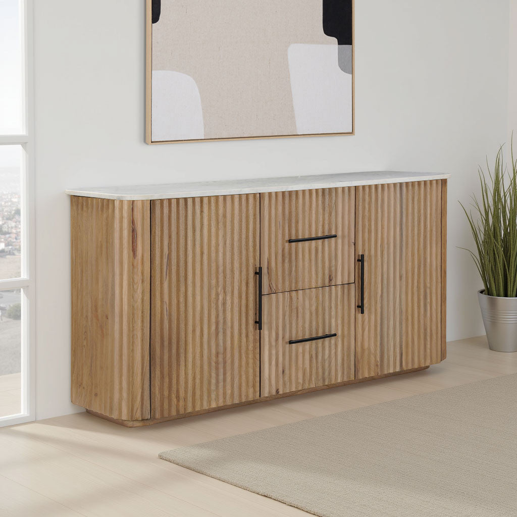 63" Bronze Solid Wood Two Drawer Sideboard with Two Doors-8