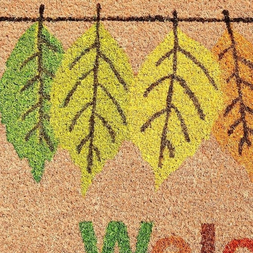 24" X 36" Natural And Brown Fall Welcome Outdoor Coir Door Mat-3