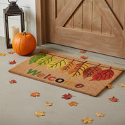 24" X 36" Natural And Brown Fall Welcome Outdoor Coir Door Mat-0
