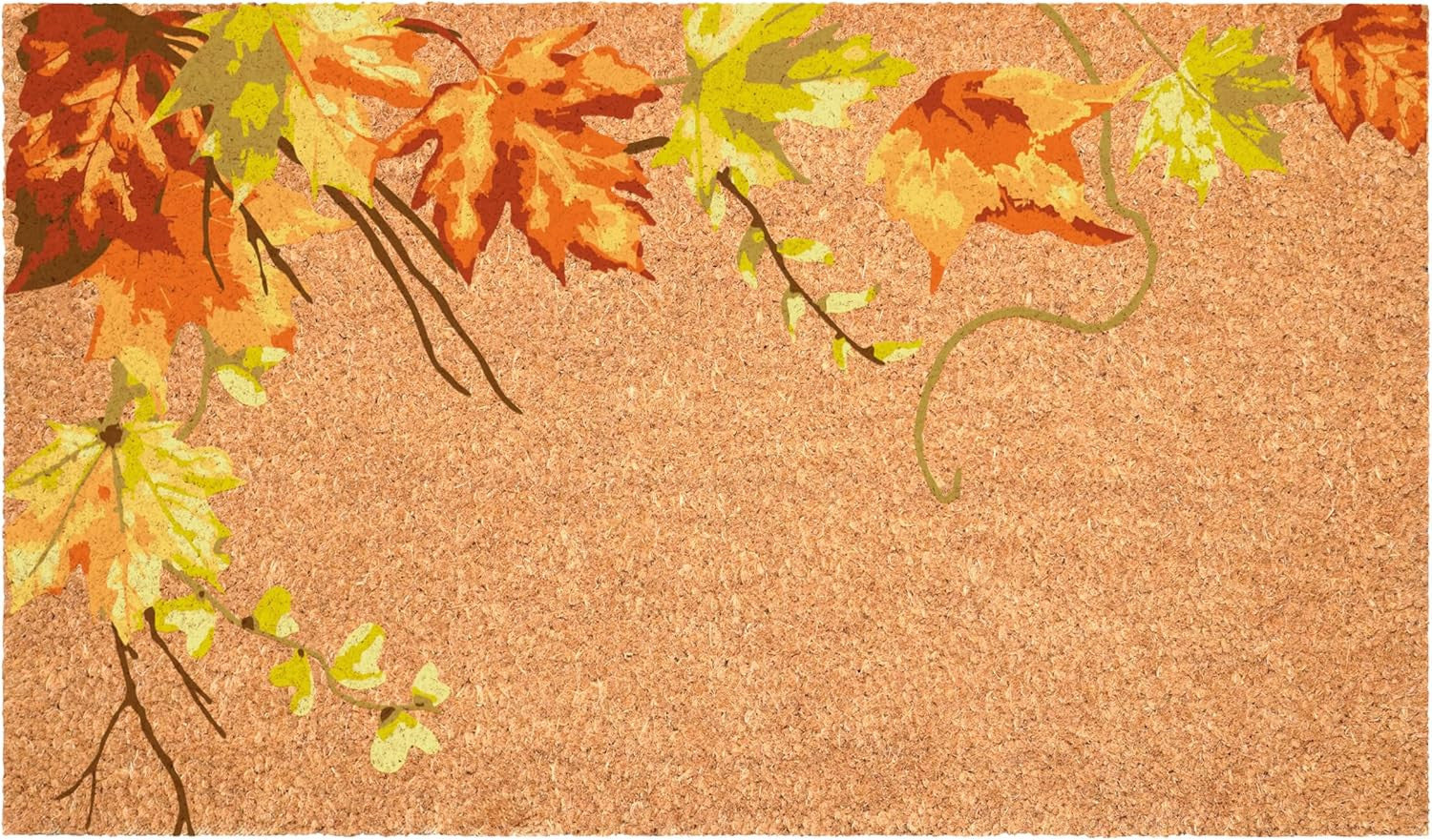 17" X 29" Brown And Natural Fall Leaves Outdoor Coir Door Mat-1