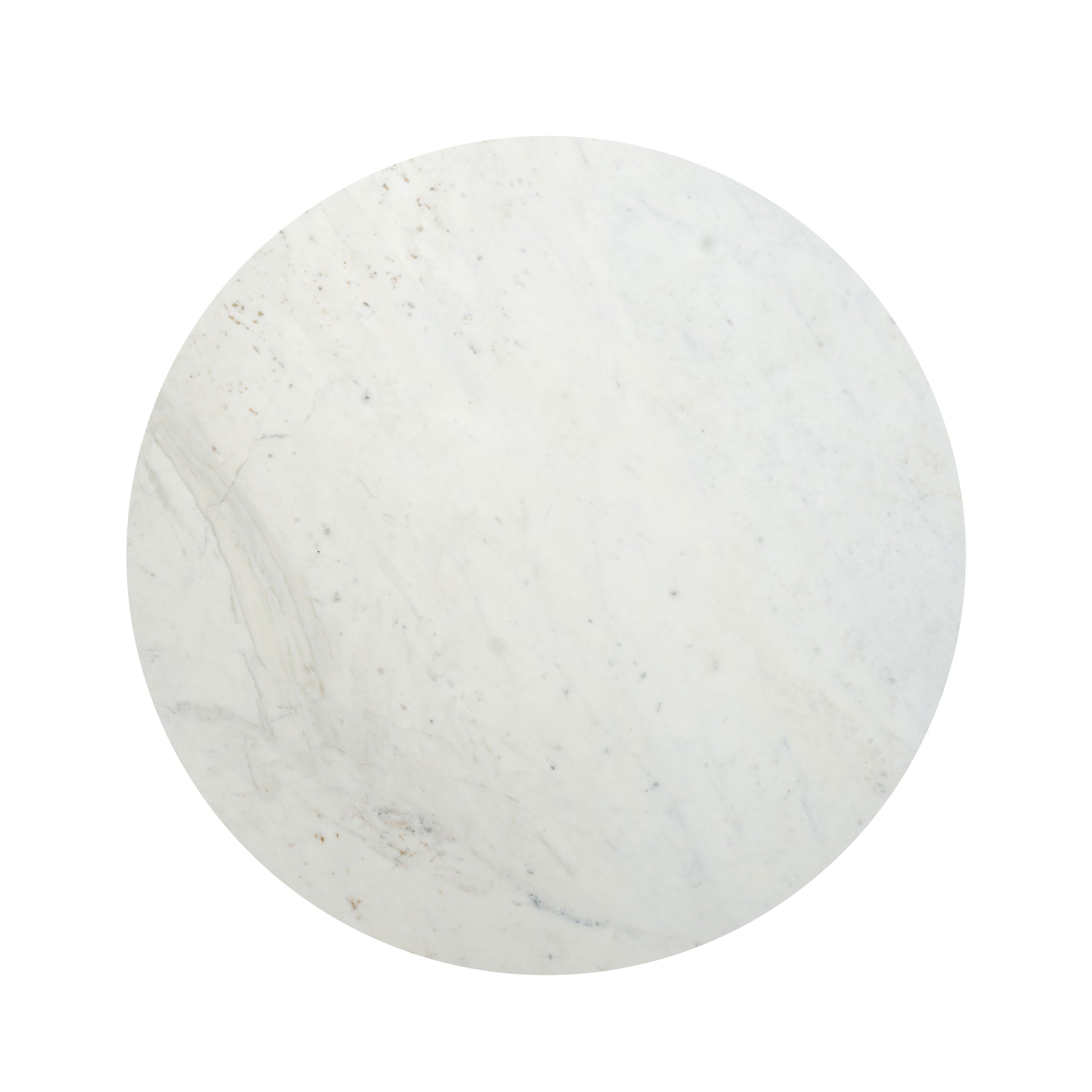 37" White and Black Genuine Marble and Iron Round Coffee Table-2