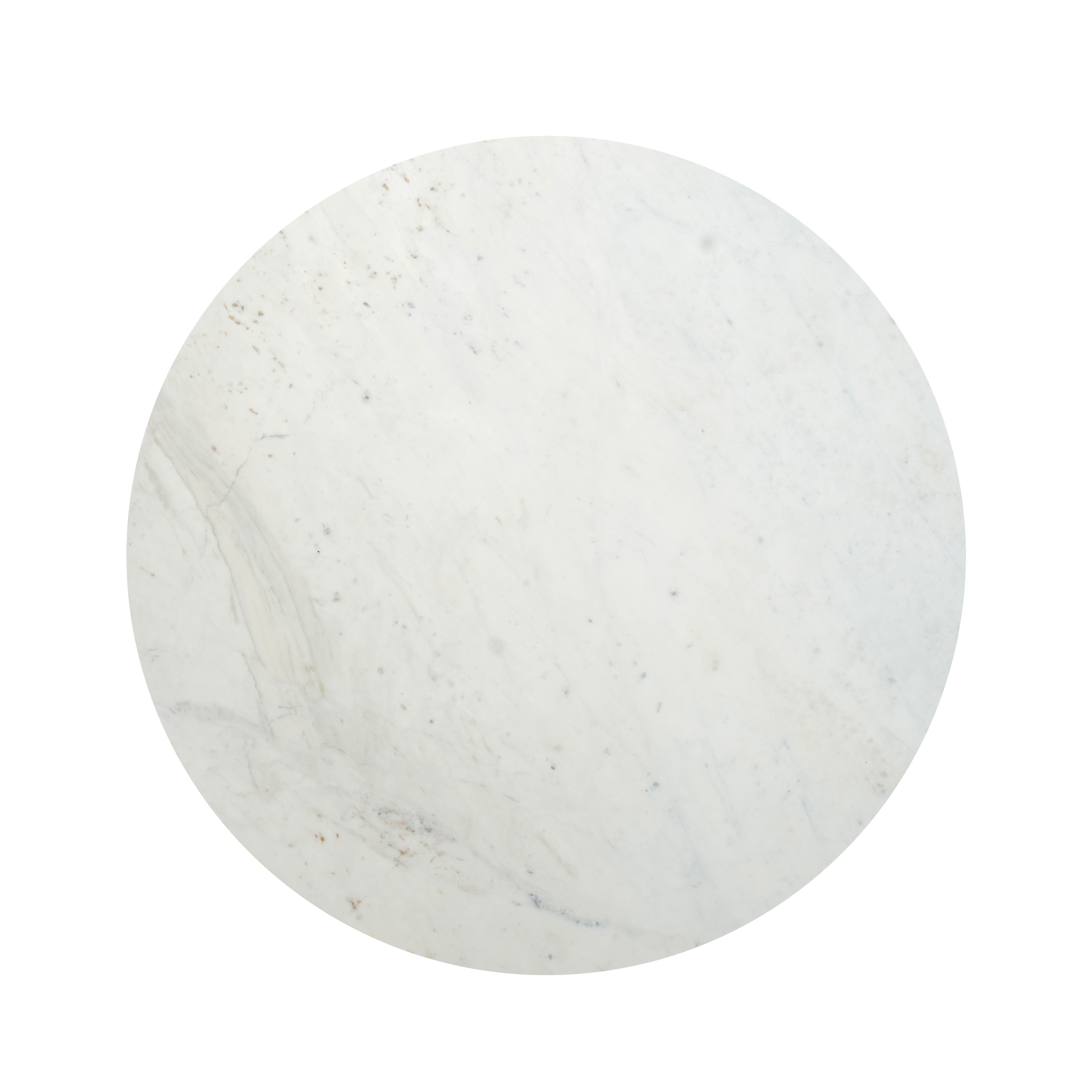 37" White and Black Genuine Marble and Iron Round Coffee Table-2
