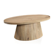 48" Brown Solid Wood Round Solid Coffee Table-0