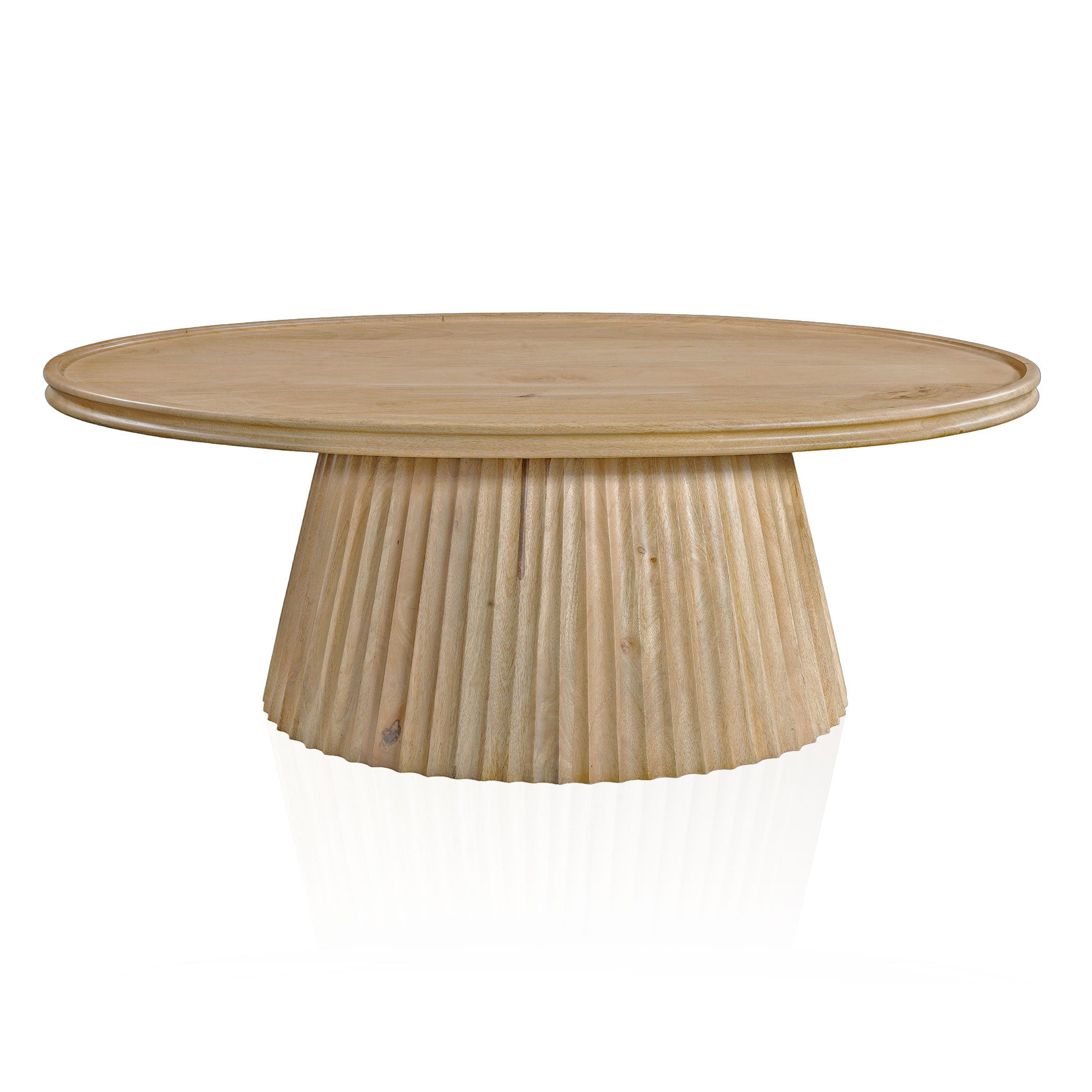 48" Brown Solid Wood Round Solid Coffee Table-1
