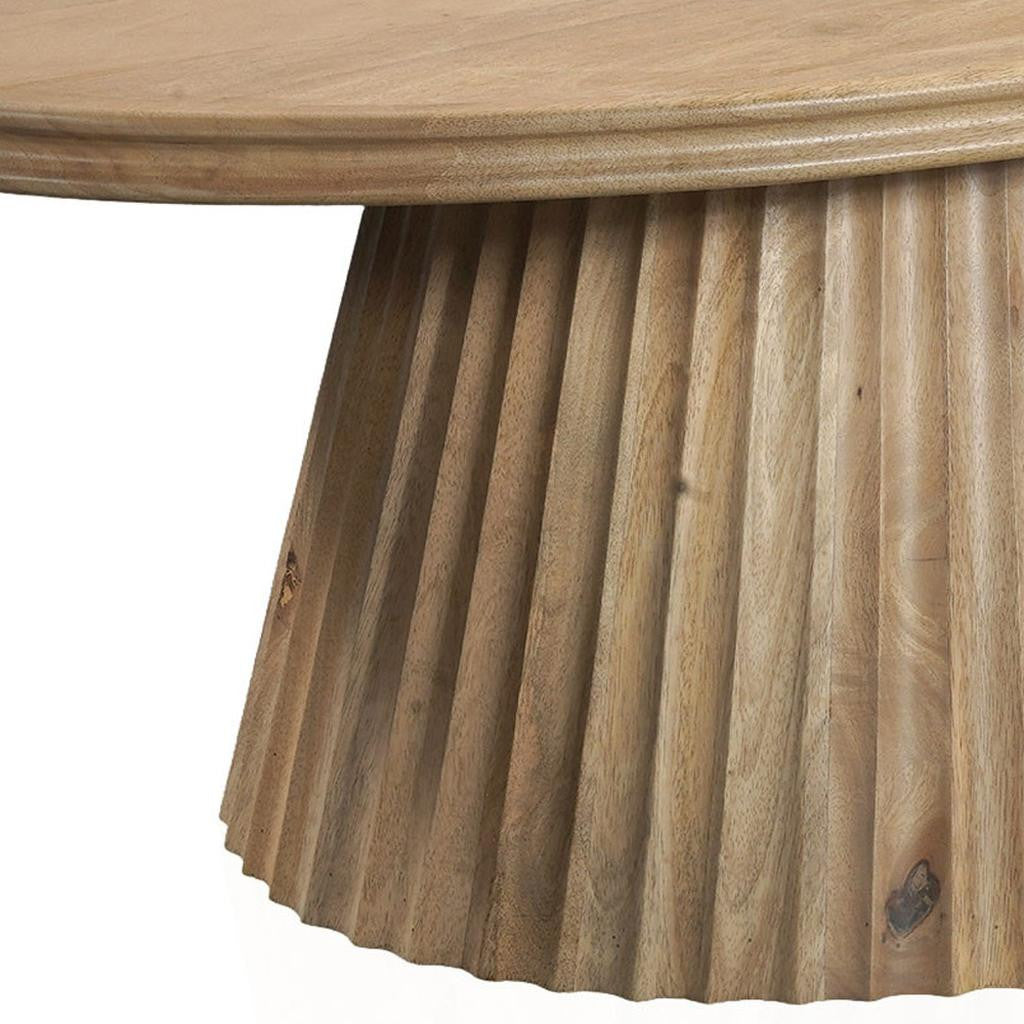 48" Brown Solid Wood Round Solid Coffee Table-3