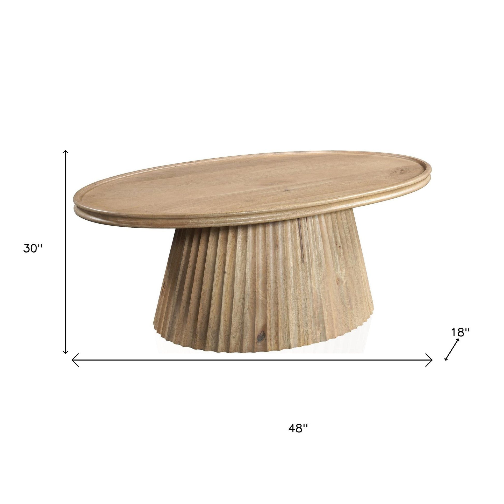 48" Brown Solid Wood Round Solid Coffee Table-6