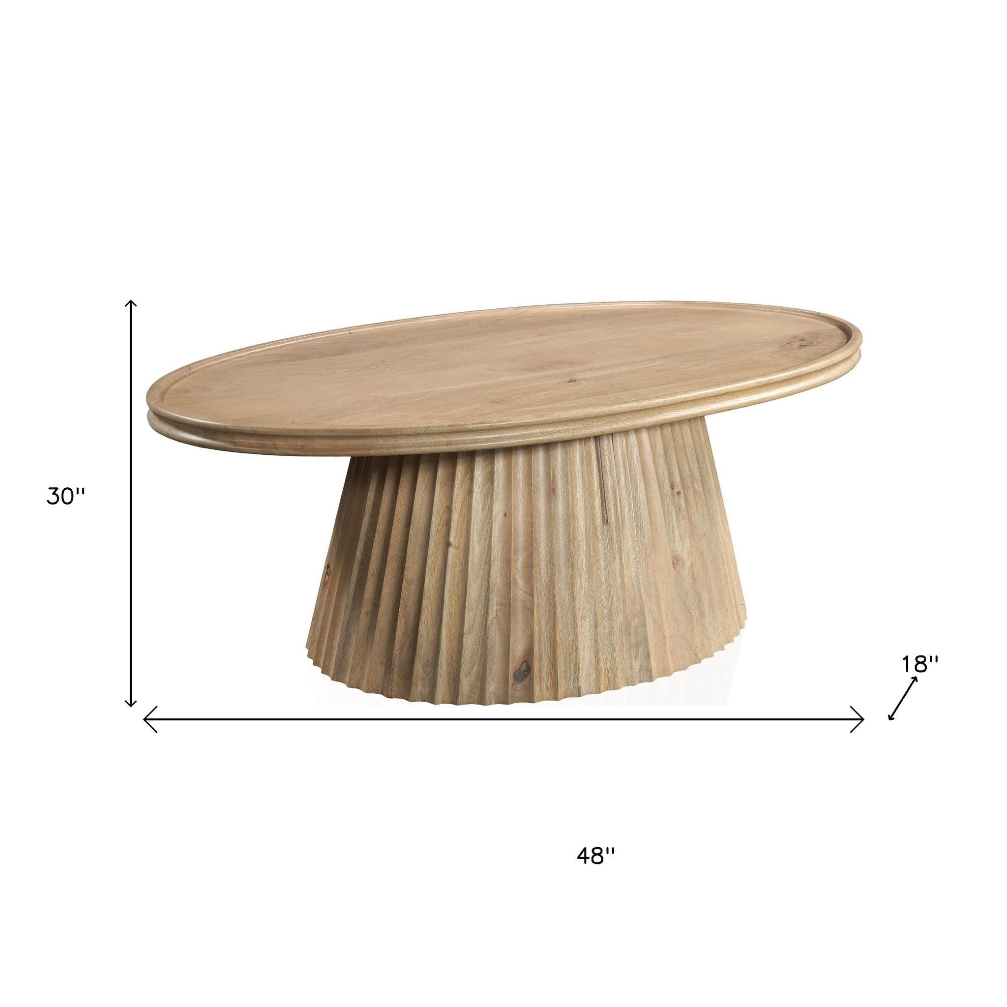48" Brown Solid Wood Round Solid Coffee Table-6