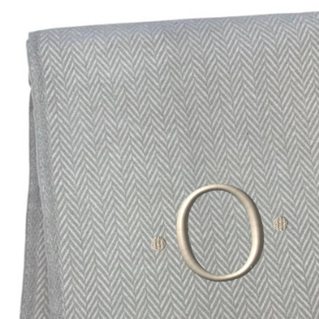 55" X 70" Gray And White Herringbone Cotton Blend O Initial Throw Blanket with Tassels And Embroidery-4