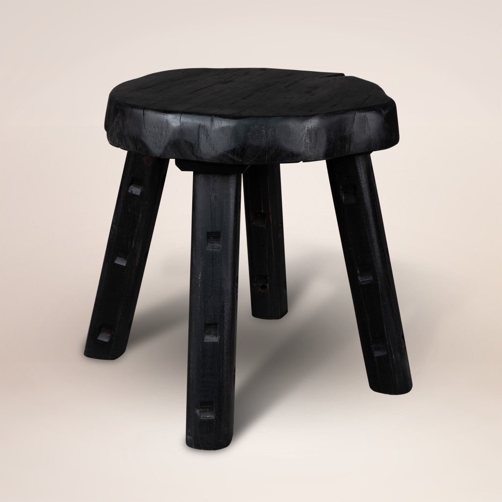 19" Black Solid Wood Round End Table-2