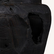18" Ebony And Black Abstract Solid Wood Table Vase With Sculptural Details-0