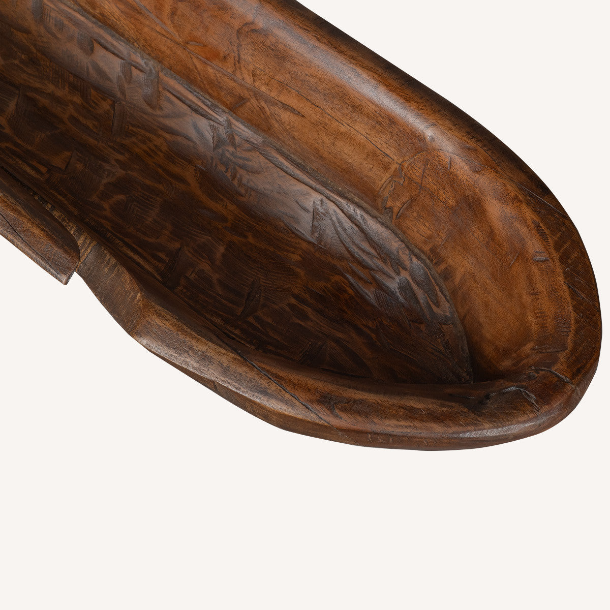 5" Brown And Natural Abstract Solid Wood Table Vase With Sculptural Details-2