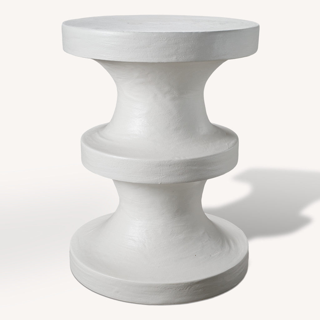 22" White Wood Round End Table-0