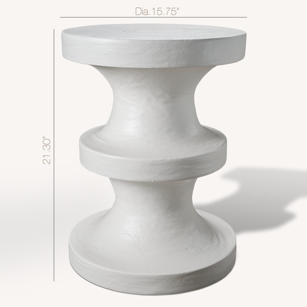22" White Wood Round End Table-4