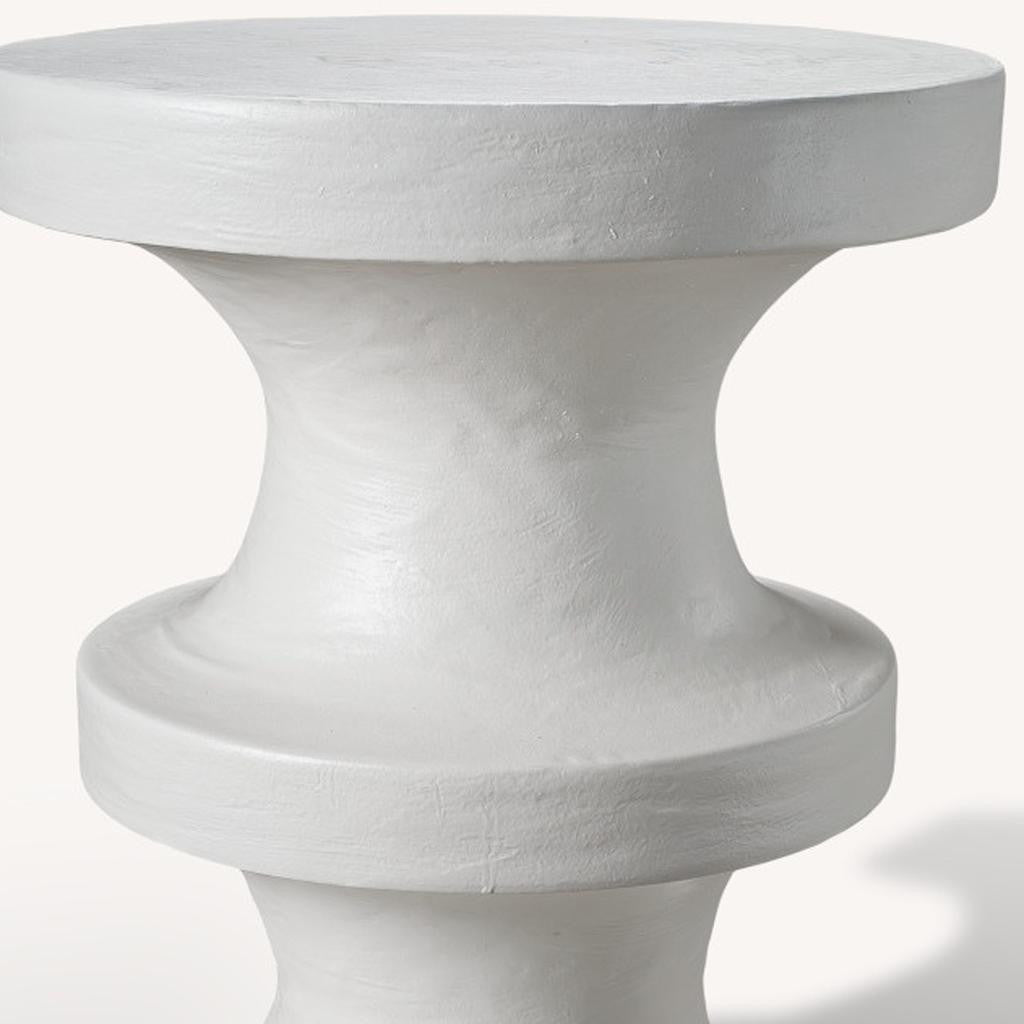 22" White Wood Round End Table-2