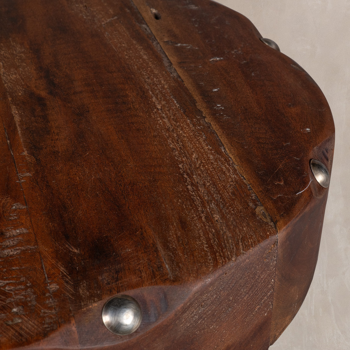 19" Brown Solid Wood Round End Table-5