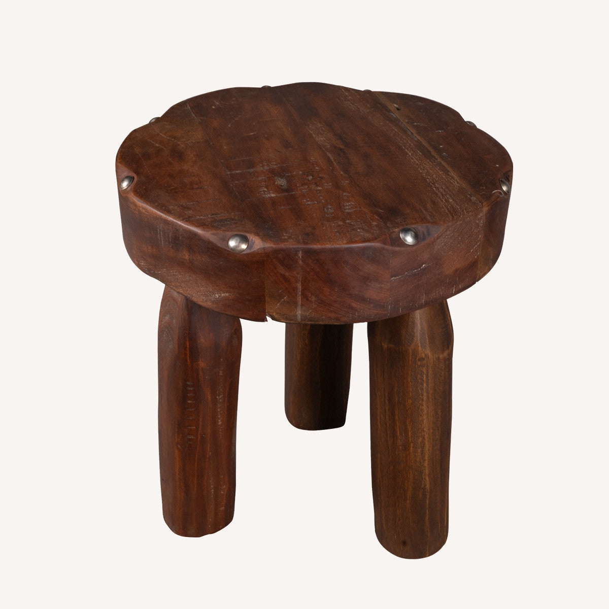 19" Brown Solid Wood Round End Table-0