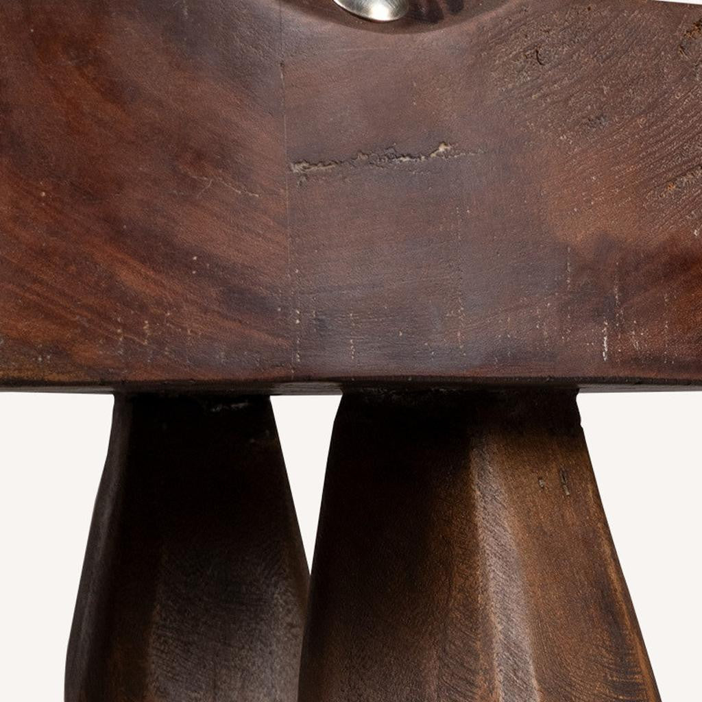 19" Brown Solid Wood Round End Table-2