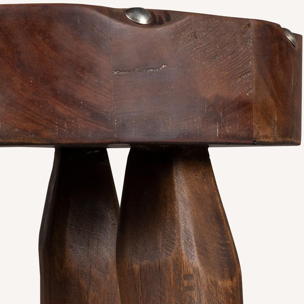 19" Brown Solid Wood Round End Table-3