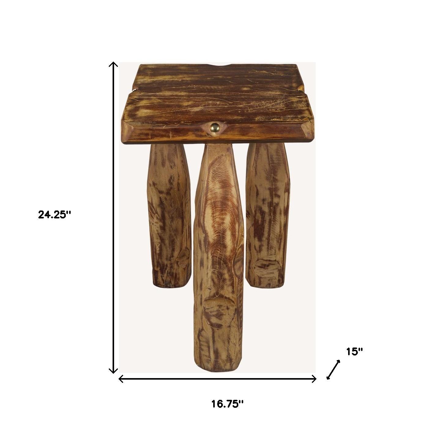 24" Brown Solid Wood Square End Table-6