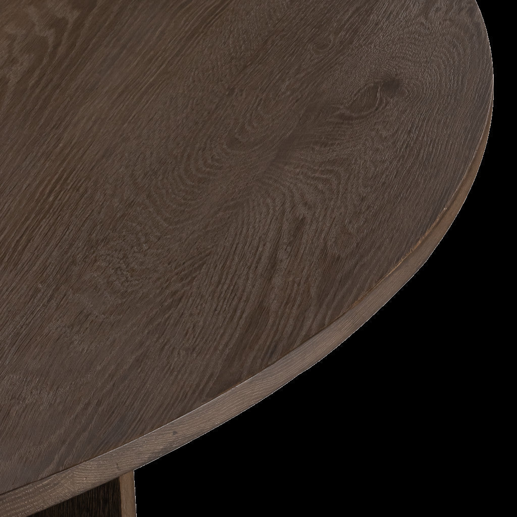 60" Brown Wood Pedestal Base Round Top Dining Table-5