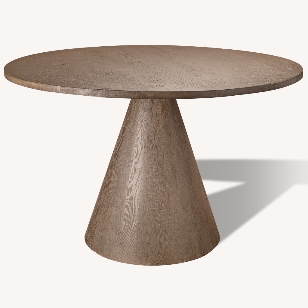 48" Brown Wood Pedestal Base Round Top Dining Table-0