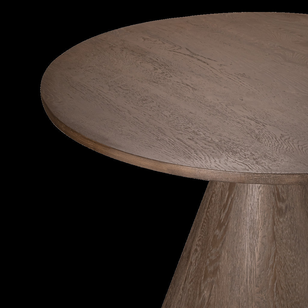 48" Brown Wood Pedestal Base Round Top Dining Table-3