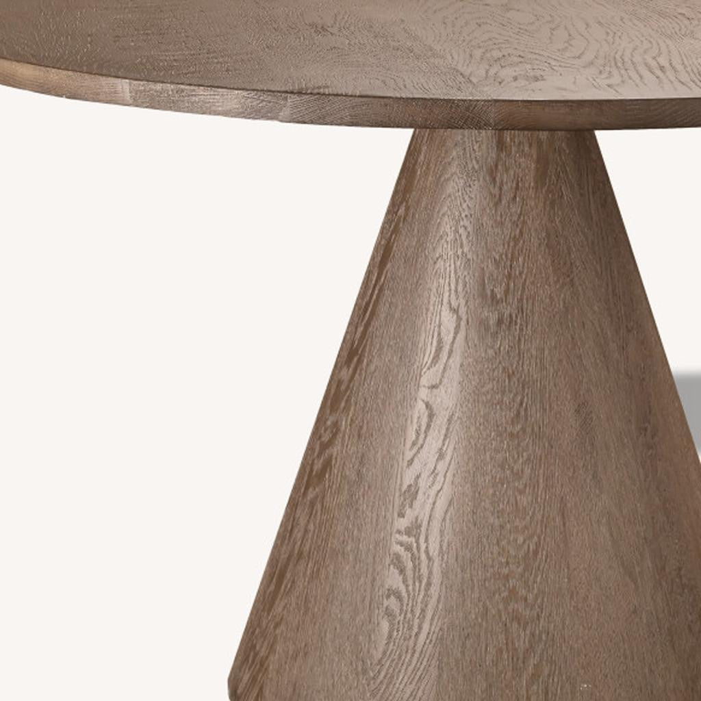 48" Brown Wood Pedestal Base Round Top Dining Table-1