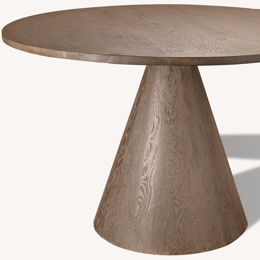 48" Brown Wood Pedestal Base Round Top Dining Table-2