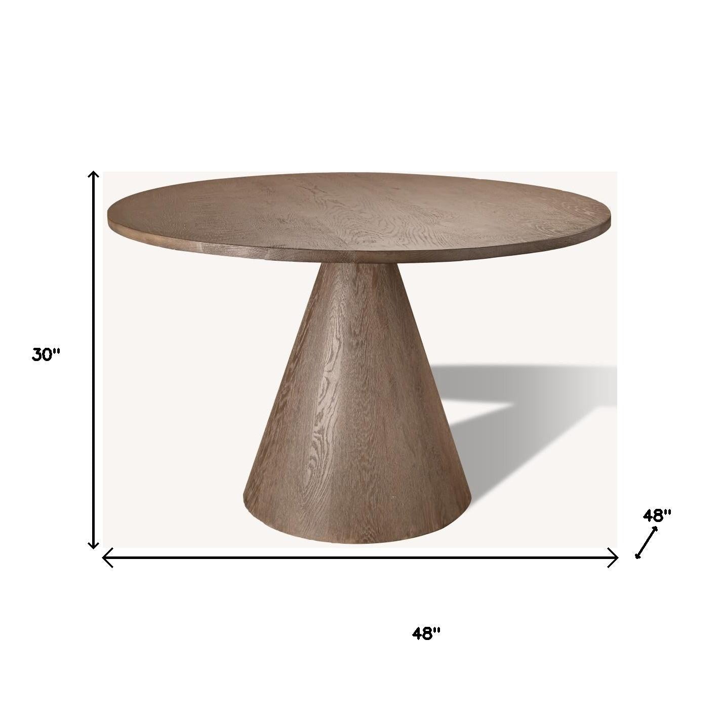 48" Brown Wood Pedestal Base Round Top Dining Table-5