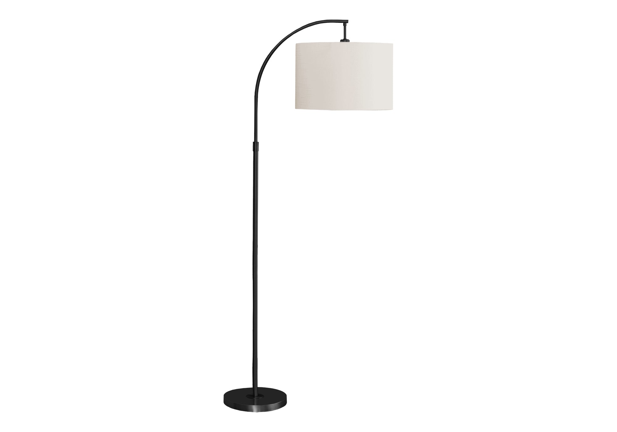 65"H Arc Floor Lamp - Black Metal with Ivory Shade-Lighting-DECOROLALA