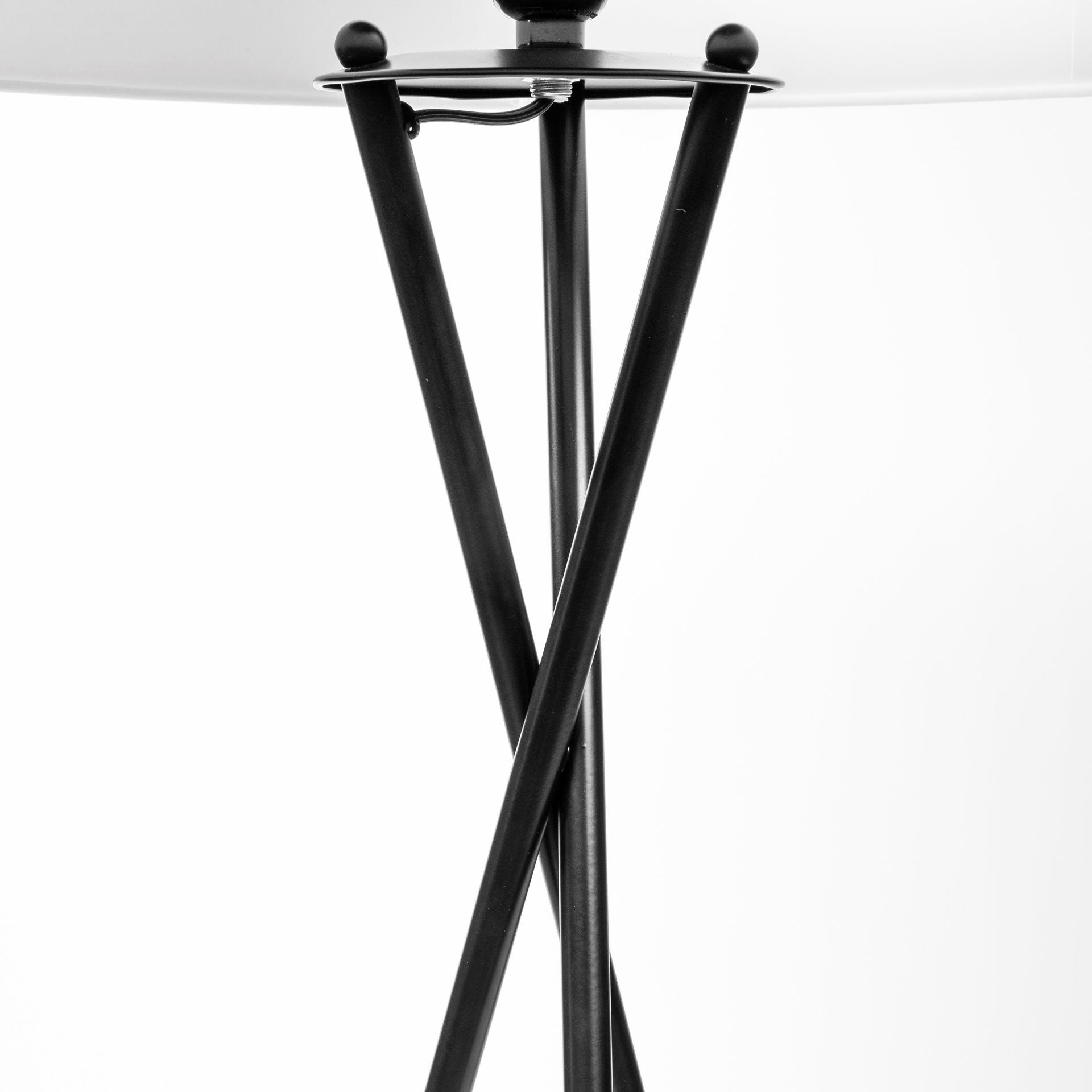 66" Black Tripod Floor Lamp With White Fabric Drum Shade-Floor Lamps-DECOROLALA