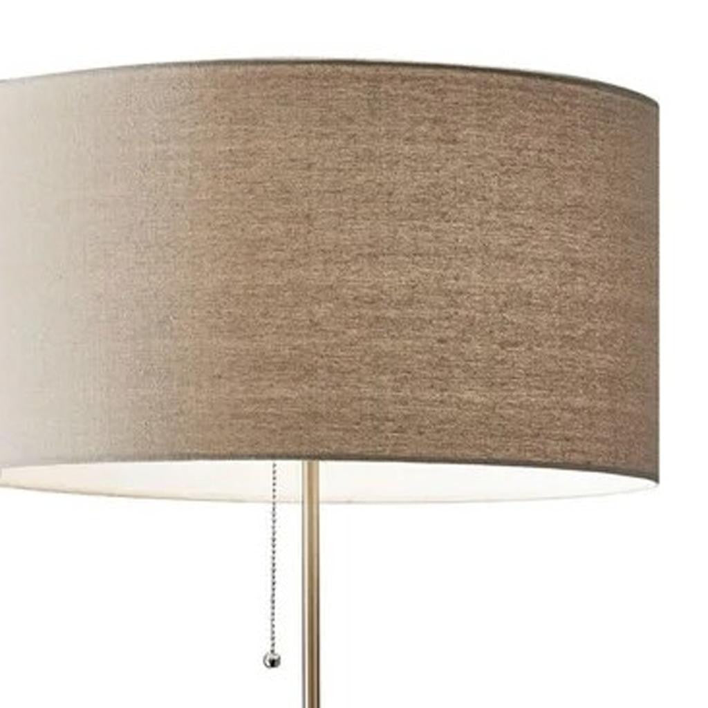 66" Brown Floor Lamp With Brown Fabric Drum Shade-Floor Lamps-DECOROLALA
