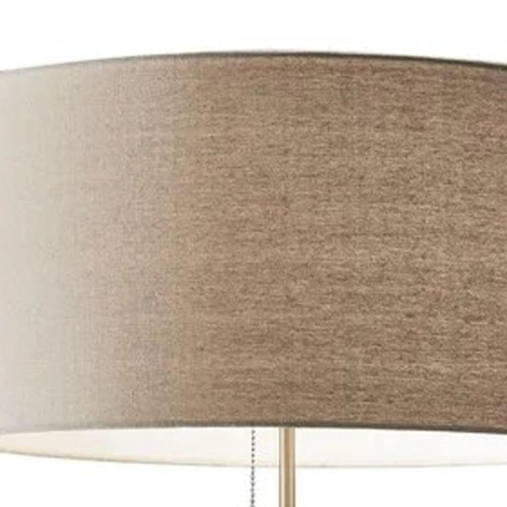 66" Brown Floor Lamp With Brown Fabric Drum Shade-Floor Lamps-DECOROLALA