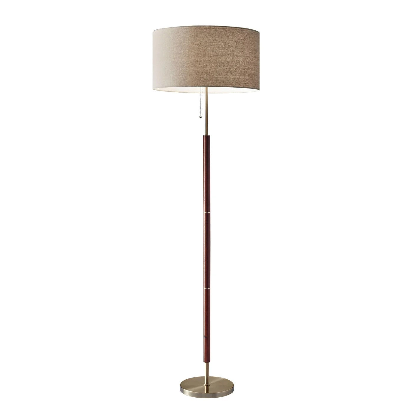66" Brown Floor Lamp With Brown Fabric Drum Shade-Floor Lamps-DECOROLALA