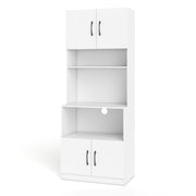 66 Inch Kitchen Pantry Cabinet with Charging Station and Adjustable Shelves for Dining Room-White-Sideboards & Buffets-DECOROLALA