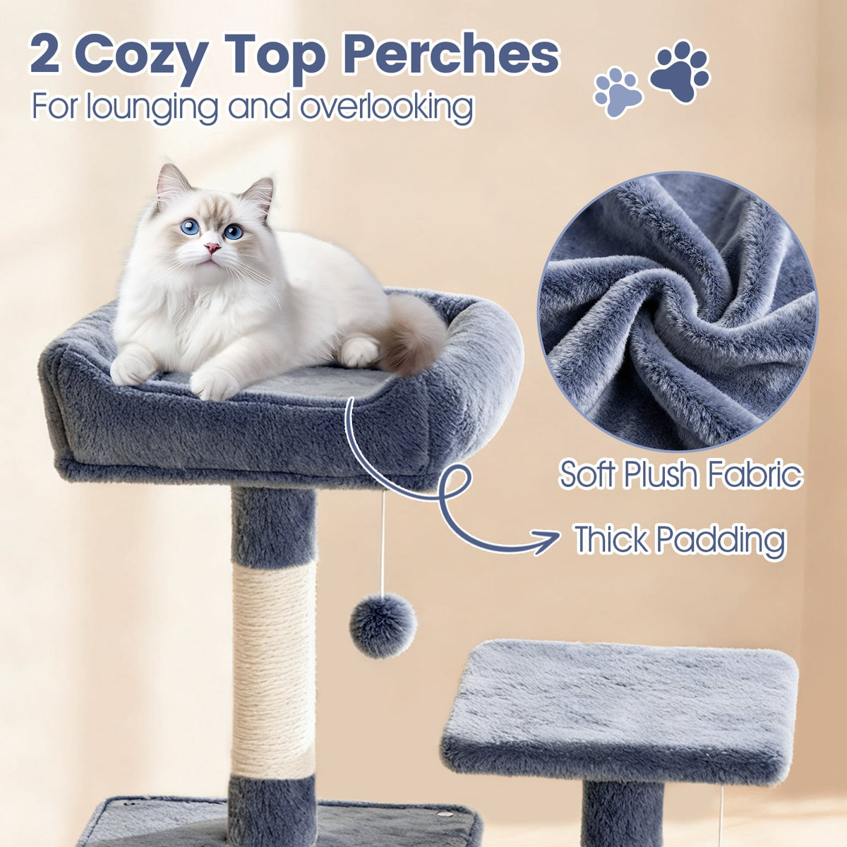 66 Inch Tall Cat Tree Multi-Level Cat Tower with 2 Condos Sisal Scratching Posts-Dark Gray-Cat Trees & Scratchers-DECOROLALA