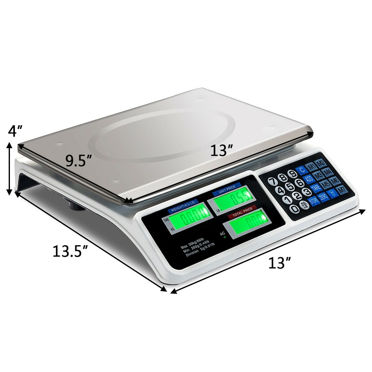 66 lbs Electronic Price Computing Scale with LCD Screen Display-Kitchen Tools-DECOROLALA