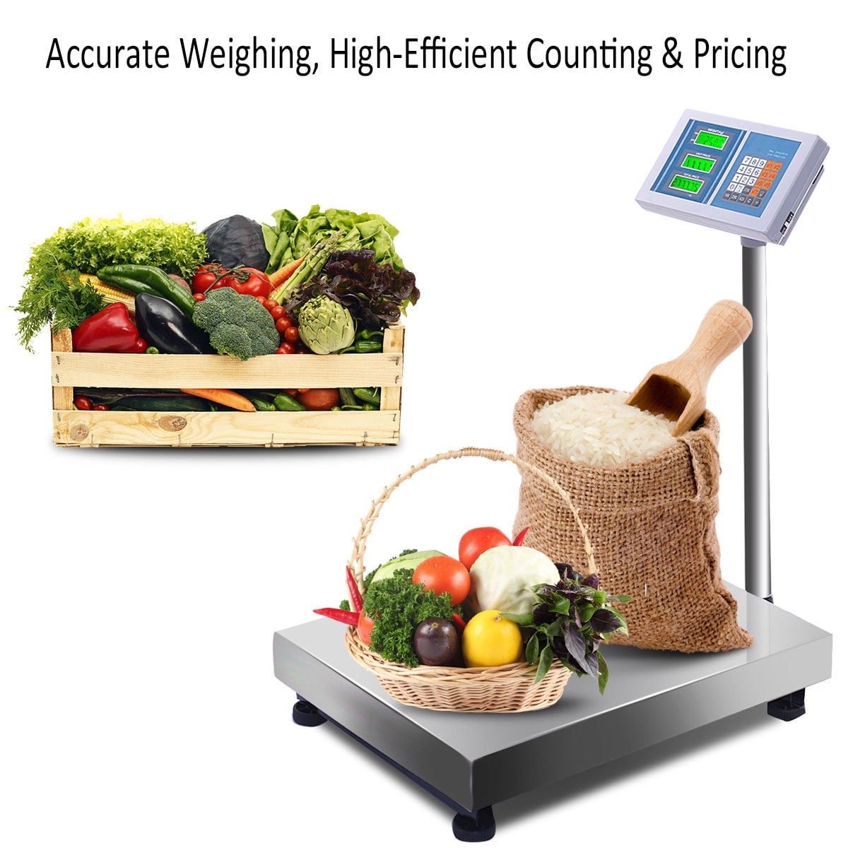660 lbs Weight Computing Digital Floor Platform Scale-Kitchen Tools-DECOROLALA