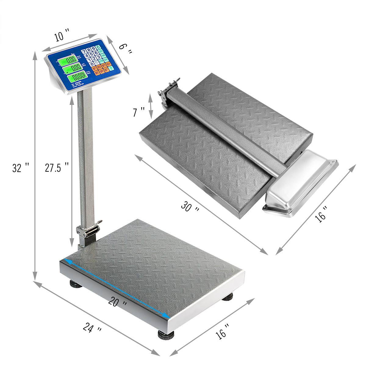 660 lbs Weight Platform Scale Digital Floor Folding Scale-Kitchen Tools-DECOROLALA