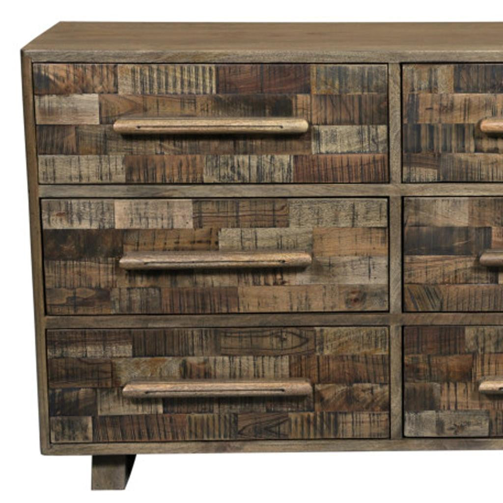 57" Brown Solid Wood Six Drawer Dresser-7
