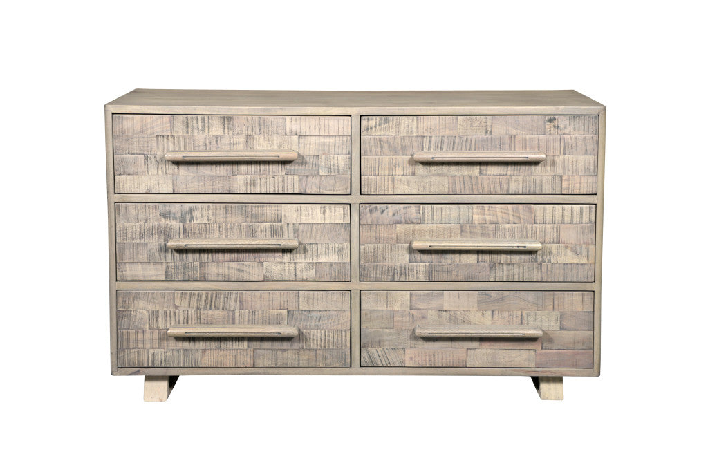 57" White Solid Wood Six Drawer Dresser-0