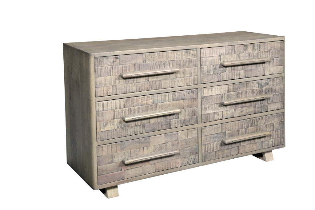 57" White Solid Wood Six Drawer Dresser-1