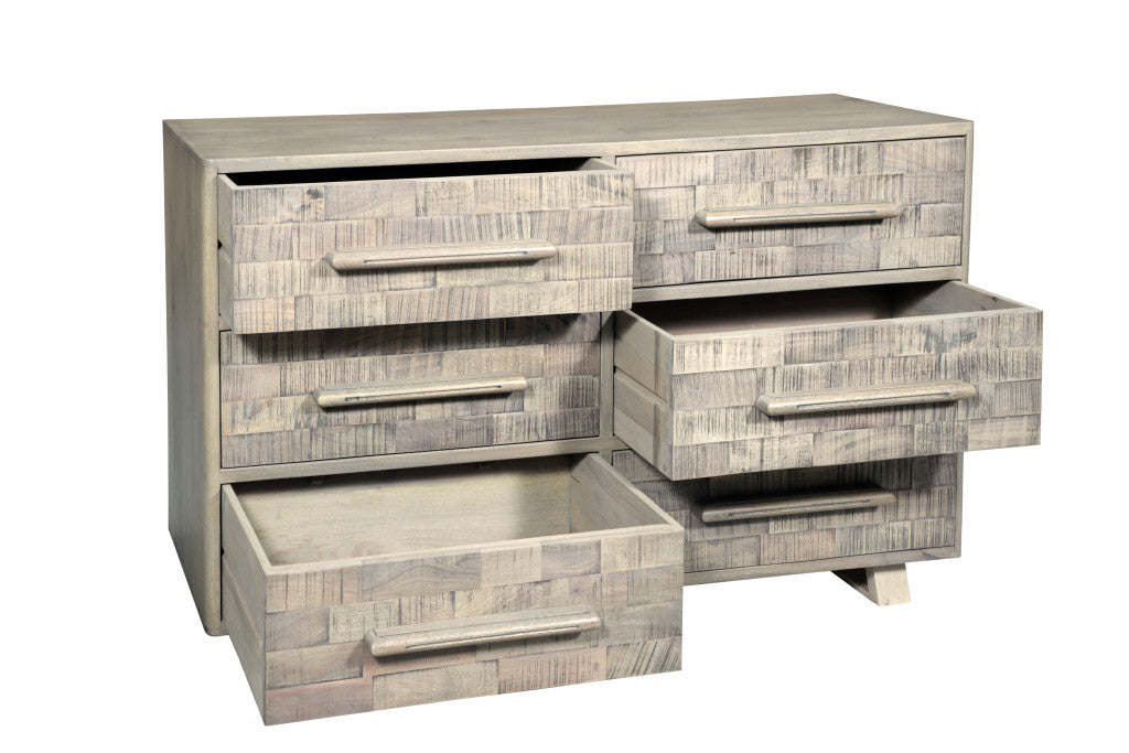 57" White Solid Wood Six Drawer Dresser-2
