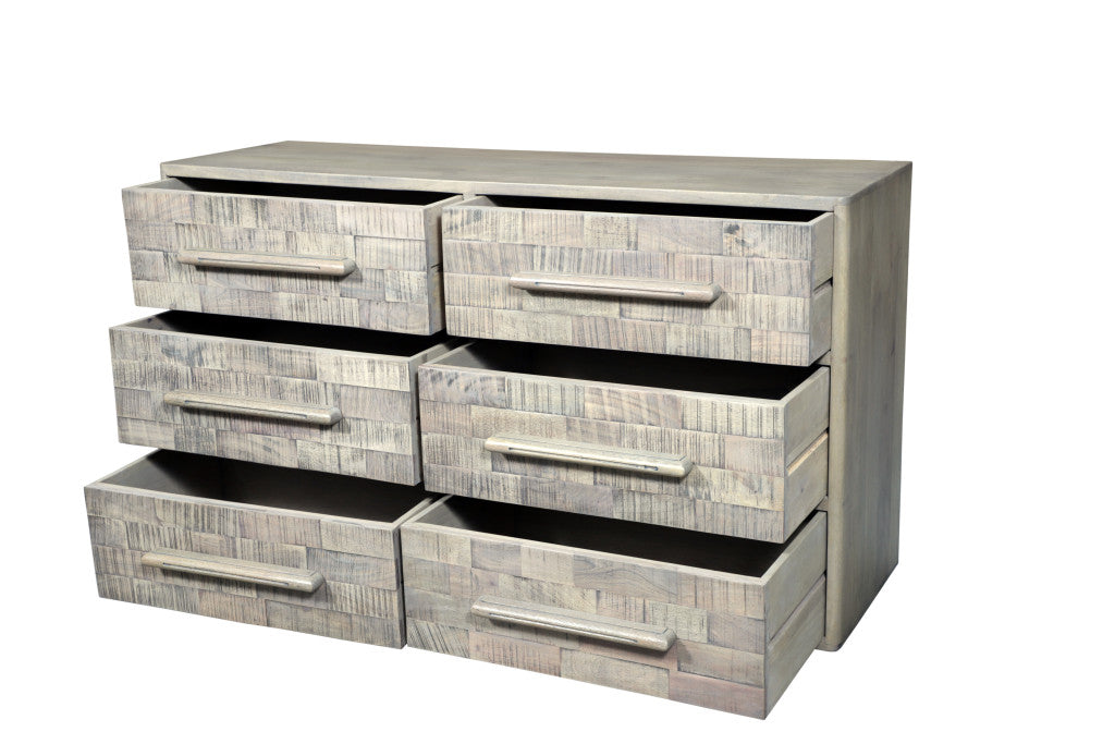 57" White Solid Wood Six Drawer Dresser-3