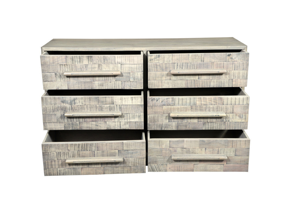 57" White Solid Wood Six Drawer Dresser-4
