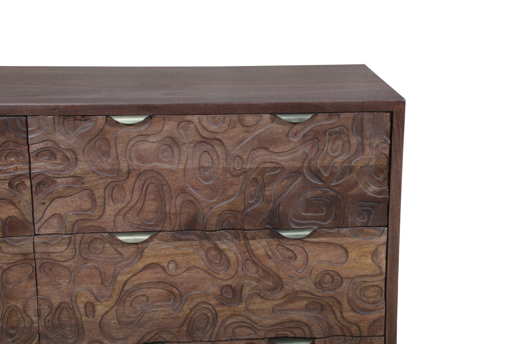 57" Brown Solid Wood Six Drawer Dresser-7